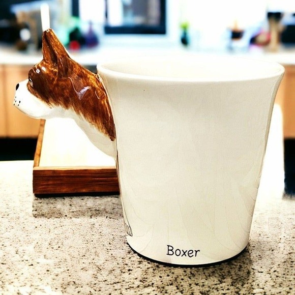 Boxer Dog Coffee Mug Head Handle Hand Painted 3D - Picture 3 of 4